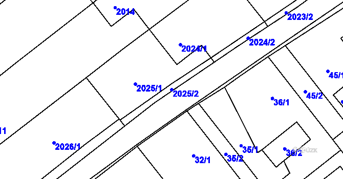 Parcela st. 2025/2 v KÚ Hlučín, Katastrální mapa