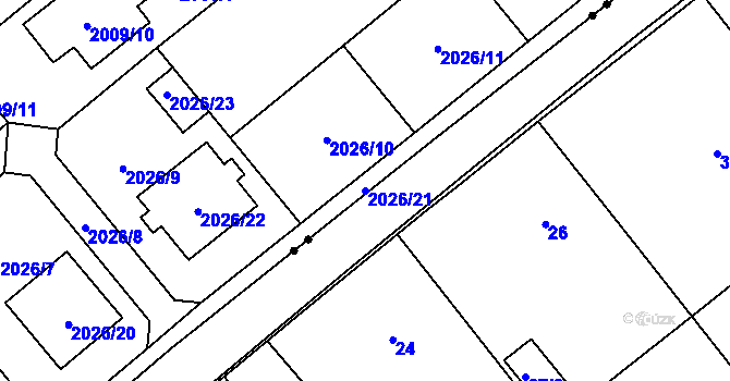 Parcela st. 2026/21 v KÚ Hlučín, Katastrální mapa
