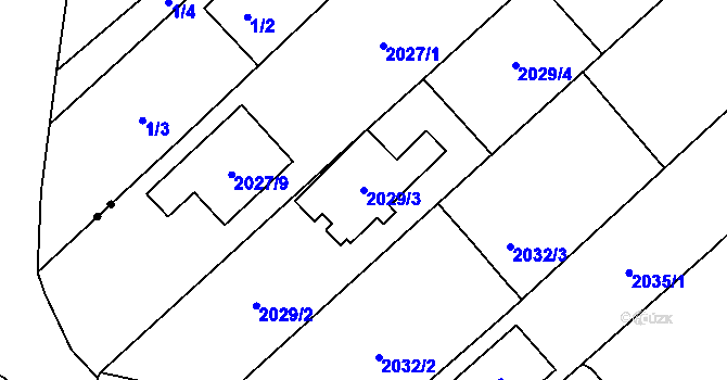 Parcela st. 2029/3 v KÚ Hlučín, Katastrální mapa