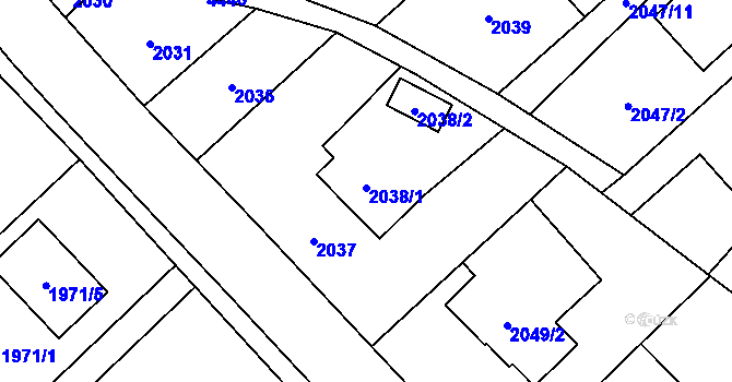 Parcela st. 2038 v KÚ Hlučín, Katastrální mapa