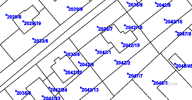 Parcela st. 2042/1 v KÚ Hlučín, Katastrální mapa