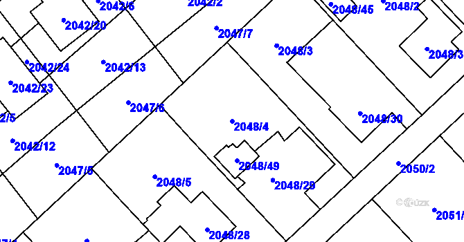 Parcela st. 2048/4 v KÚ Hlučín, Katastrální mapa