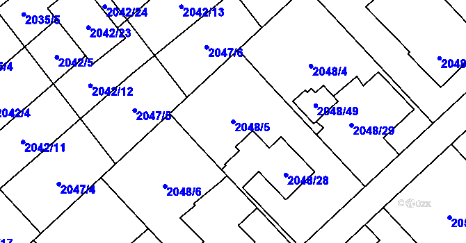 Parcela st. 2048/5 v KÚ Hlučín, Katastrální mapa