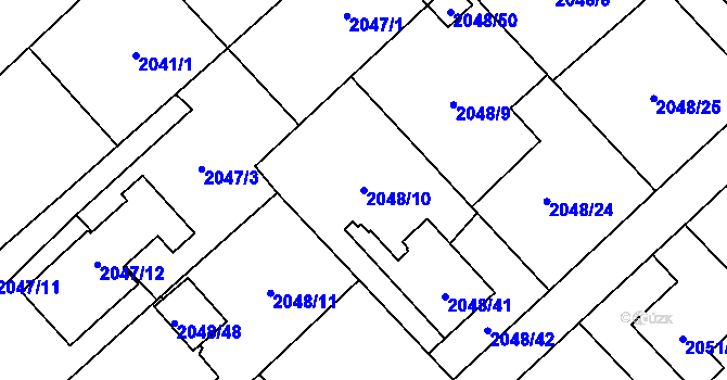 Parcela st. 2048/10 v KÚ Hlučín, Katastrální mapa