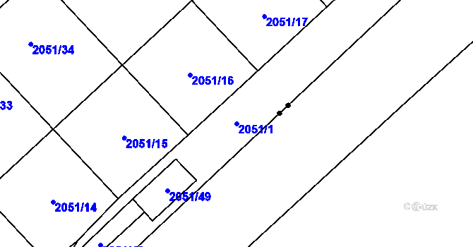 Parcela st. 2051/1 v KÚ Hlučín, Katastrální mapa