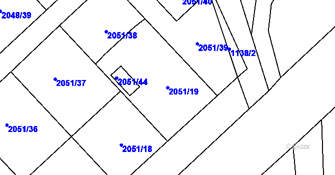 Parcela st. 2051/19 v KÚ Hlučín, Katastrální mapa