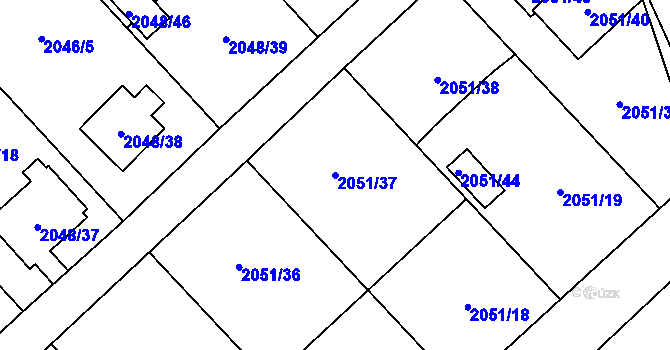Parcela st. 2051/37 v KÚ Hlučín, Katastrální mapa