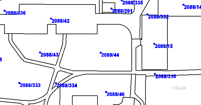 Parcela st. 2088/44 v KÚ Hlučín, Katastrální mapa