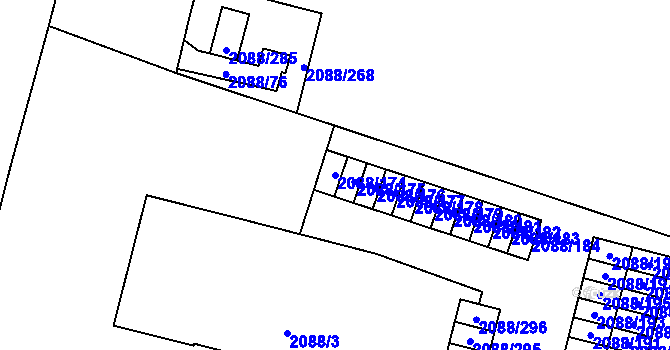 Parcela st. 2088/174 v KÚ Hlučín, Katastrální mapa