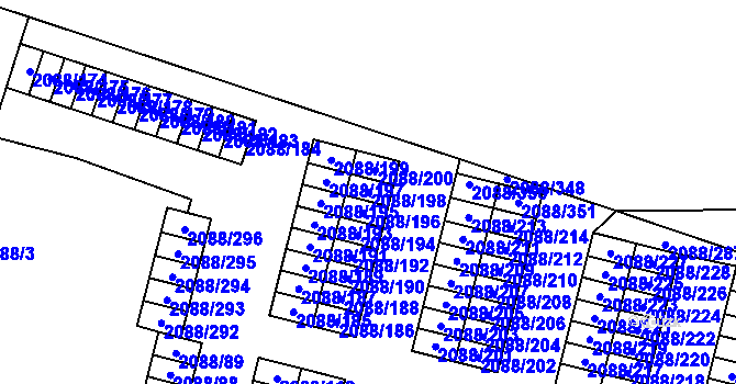 Parcela st. 2088/198 v KÚ Hlučín, Katastrální mapa