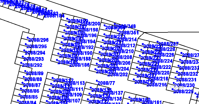 Parcela st. 2088/207 v KÚ Hlučín, Katastrální mapa