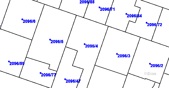Parcela st. 2096/4 v KÚ Hlučín, Katastrální mapa
