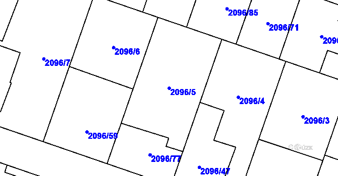 Parcela st. 2096/5 v KÚ Hlučín, Katastrální mapa