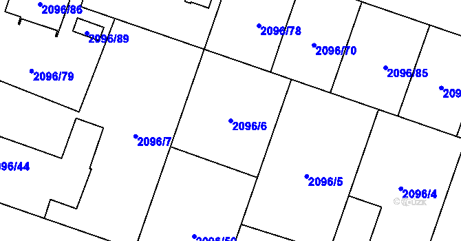 Parcela st. 2096/6 v KÚ Hlučín, Katastrální mapa