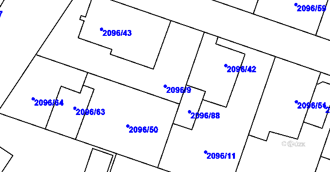 Parcela st. 2096/9 v KÚ Hlučín, Katastrální mapa