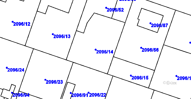 Parcela st. 2096/14 v KÚ Hlučín, Katastrální mapa