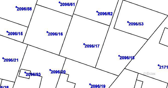 Parcela st. 2096/17 v KÚ Hlučín, Katastrální mapa
