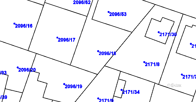 Parcela st. 2096/18 v KÚ Hlučín, Katastrální mapa
