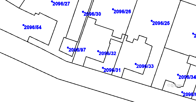 Parcela st. 2096/32 v KÚ Hlučín, Katastrální mapa