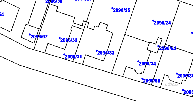 Parcela st. 2096/33 v KÚ Hlučín, Katastrální mapa