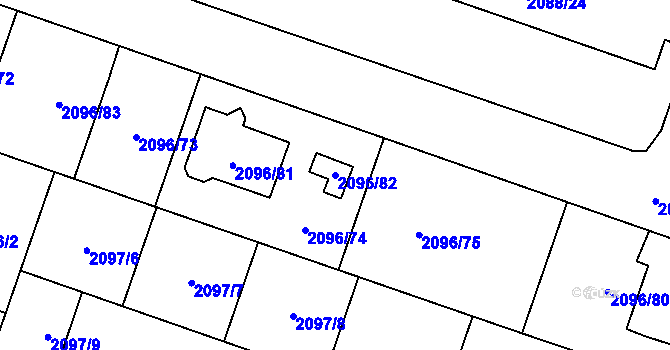 Parcela st. 2096/82 v KÚ Hlučín, Katastrální mapa