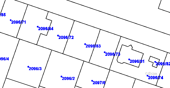 Parcela st. 2096/83 v KÚ Hlučín, Katastrální mapa