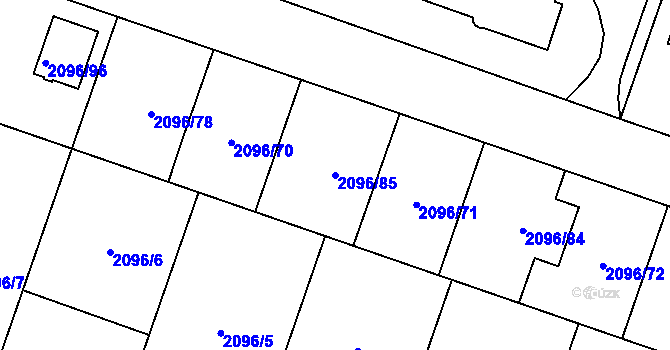 Parcela st. 2096/85 v KÚ Hlučín, Katastrální mapa