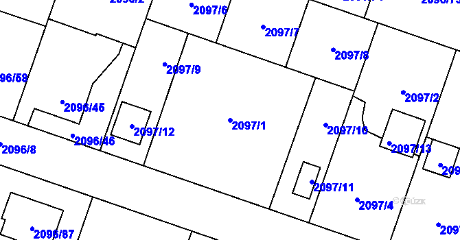 Parcela st. 2097/1 v KÚ Hlučín, Katastrální mapa