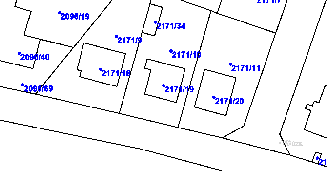 Parcela st. 2171/19 v KÚ Hlučín, Katastrální mapa