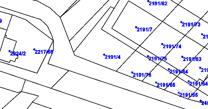 Parcela st. 2191/4 v KÚ Hlučín, Katastrální mapa