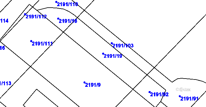 Parcela st. 2191/19 v KÚ Hlučín, Katastrální mapa