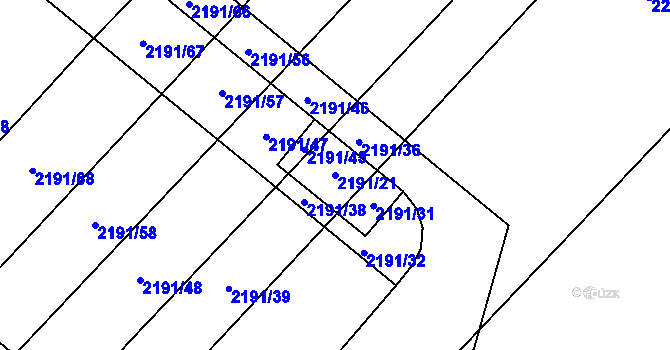 Parcela st. 2191/21 v KÚ Hlučín, Katastrální mapa