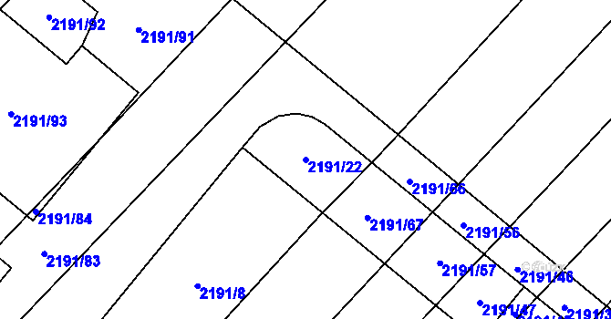 Parcela st. 2191/22 v KÚ Hlučín, Katastrální mapa