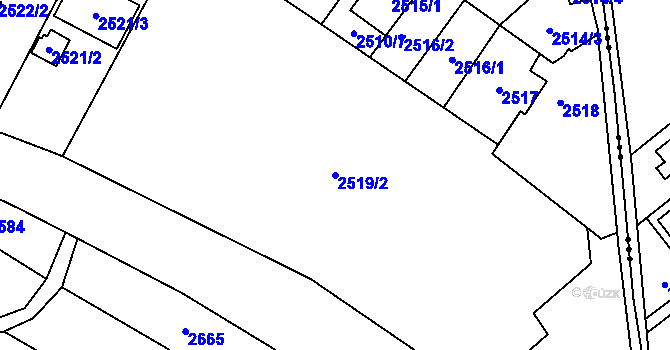 Parcela st. 2519/2 v KÚ Hlučín, Katastrální mapa