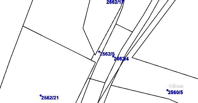 Parcela st. 2562/5 v KÚ Hlučín, Katastrální mapa