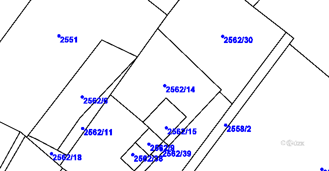 Parcela st. 2562/14 v KÚ Hlučín, Katastrální mapa