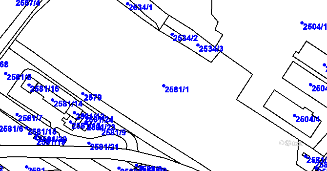 Parcela st. 2581/1 v KÚ Hlučín, Katastrální mapa