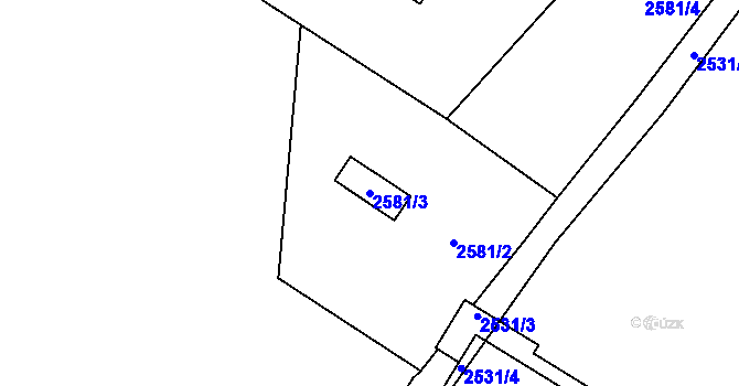 Parcela st. 2581/3 v KÚ Hlučín, Katastrální mapa