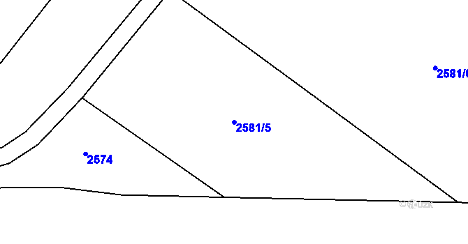 Parcela st. 2581/5 v KÚ Hlučín, Katastrální mapa