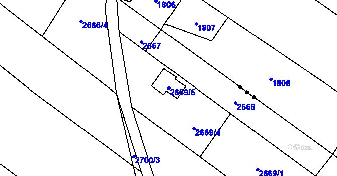 Parcela st. 2669/5 v KÚ Hlučín, Katastrální mapa