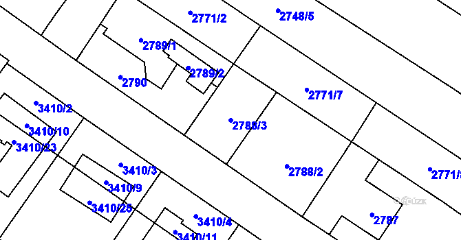 Parcela st. 2788/3 v KÚ Hlučín, Katastrální mapa
