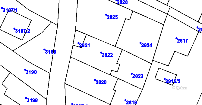 Parcela st. 2822 v KÚ Hlučín, Katastrální mapa