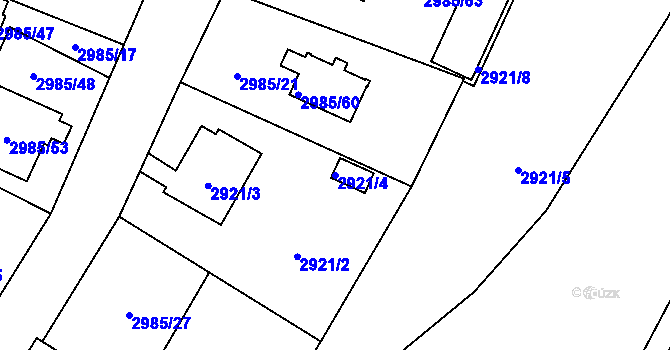 Parcela st. 2921/4 v KÚ Hlučín, Katastrální mapa