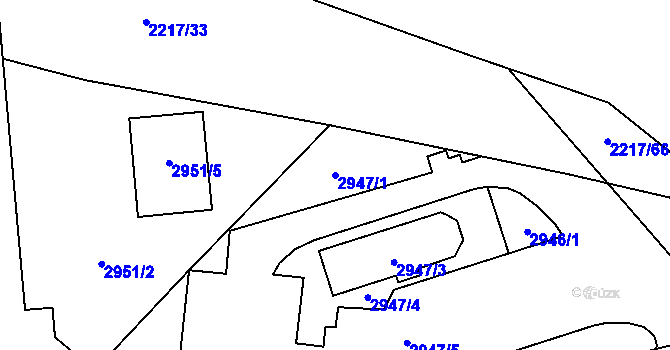 Parcela st. 2947/1 v KÚ Hlučín, Katastrální mapa