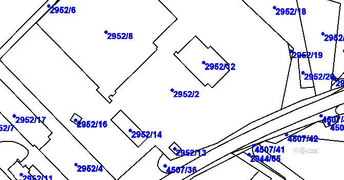Parcela st. 2952/2 v KÚ Hlučín, Katastrální mapa