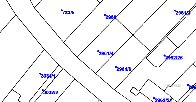 Parcela st. 2961/4 v KÚ Hlučín, Katastrální mapa