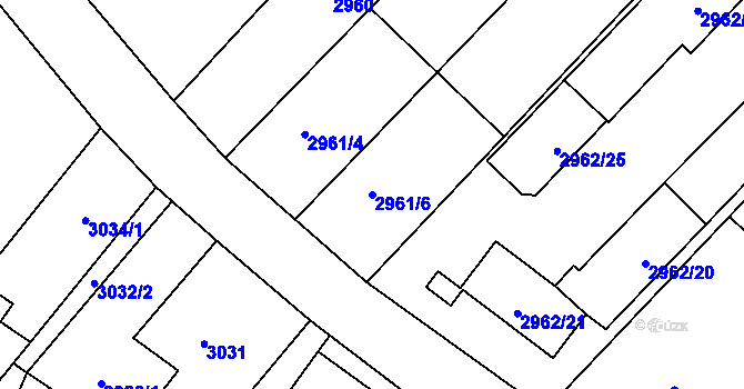 Parcela st. 2961/6 v KÚ Hlučín, Katastrální mapa