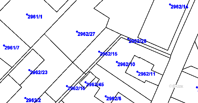 Parcela st. 2962/15 v KÚ Hlučín, Katastrální mapa