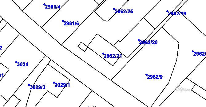 Parcela st. 2962/21 v KÚ Hlučín, Katastrální mapa