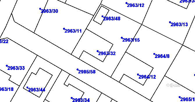 Parcela st. 2963/32 v KÚ Hlučín, Katastrální mapa